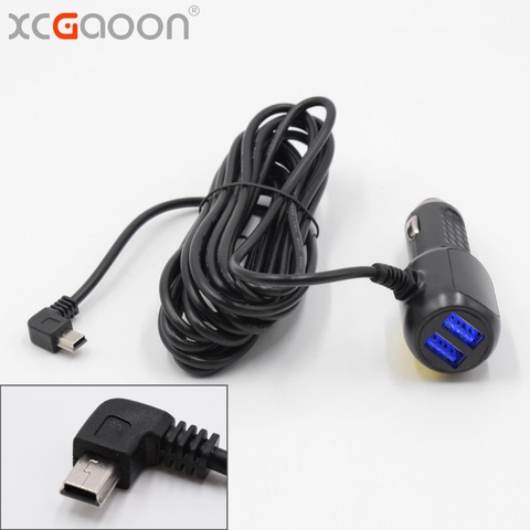 XCGaoon 3.5meter 5V 3.4A Curved mini USB Car Charger with 2 USB Port for Car DVR Camera GPS Video Recorder, input DC 8V-36V ► Photo 1/6