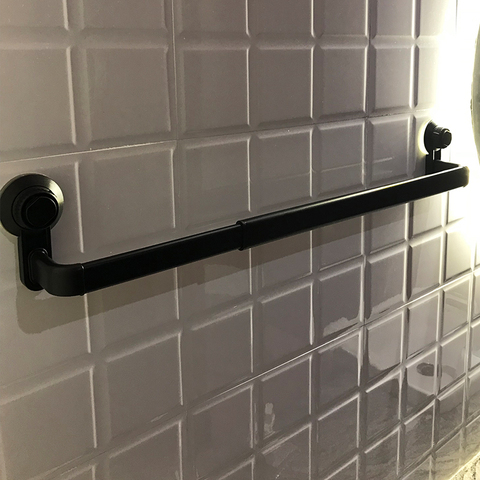 KLX Aluminum alloy Suction cup Towel rack bathroom towel hanger Kitchen Storage Shelf Punch free paint shelf Adjustable 52-82CM ► Photo 1/6
