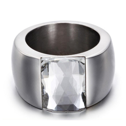 Fashion Stainless Steel Crystal Ring Female Titanium Wedding Rings for women ► Photo 1/6