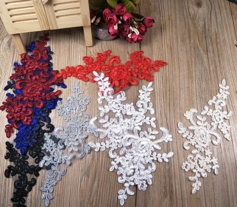 2 Pieces Exquisite Lace Applique Embellishment Flower Wedding Fabric For Costume Dress Decor Sewing Applique Crafts Venise ► Photo 1/6