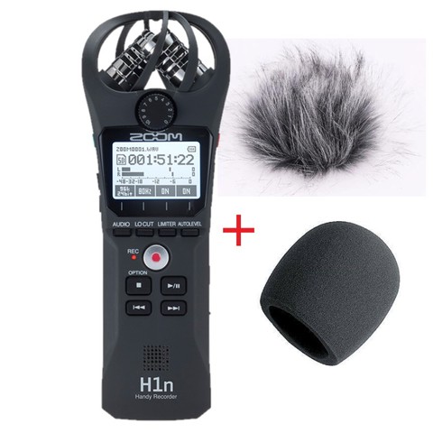 Original ZOOM H1N Digital Camera Audio Recorder Stereo Microphone with wind sponge and fur coat gifts ► Photo 1/6