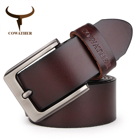 COWATHER men belt cow genuine leather designer belts for men high quality fashion vintage male strap for jeans cow skin XF002 ► Photo 1/6