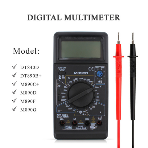 M890D Digital Multimeter DMM AC/DC ohm Meter with Capacitance hFE Test for Transistor Tester Diagnostic Measuring Tool VEJ52 T50 ► Photo 1/6
