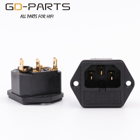 GD-PARTS IEC320 C14 Male AC Power Plug Socket With Fuse Holder Gold Plated Brass Power Cord Inlet Hifi Audio DIY AC250V 10A 1PC ► Photo 1/6