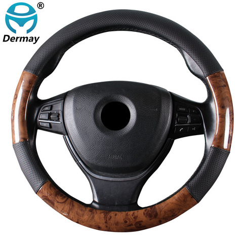 Car Steering Wheel Cover 4 Styles Wooden Style Non-slip Breathable Braid on the Steering wheel Auto Car Styling for Most Vehicle ► Photo 1/6