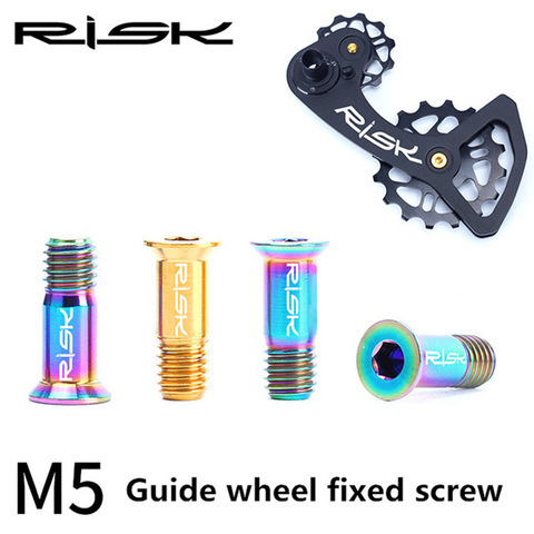 RISK 2PCS M5*14.2mm Bicycle Rear Derailleur Bolt Titanium Bolt Jockey Wheel Bolt Parts MTB Bike Shifter Guide Roller Bolt Screw ► Photo 1/6