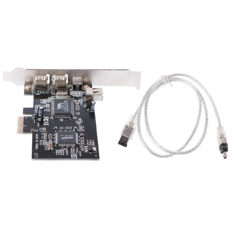1 Set PCI-e 1X IEEE 1394A 4 Port(3+1) Firewire Card Adapter With 6 Pin To 4 Pin IEEE 1394 Cable For Desktop PC ► Photo 1/6