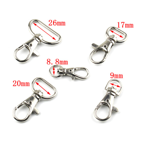 5PCS Metal Swivel Trigger Lobster Clasps Clip Snap Hook Key Chain Ring Outdoor Lanyard Craft Bag Parts Pick 6 Size 8.8mm~26mm ► Photo 1/6