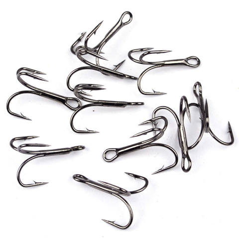 50 PCS / lot 2 # 4 # 6 # 8 # 10 # High Carbon Steel Fishing Hook Triple Inverted Hooks Fishing Tackle Round Dend Triple Sea Bass ► Photo 1/6