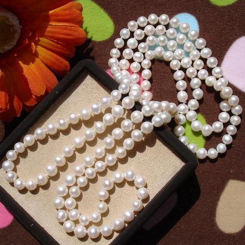 Real Pearls, Long Sweater Jewelry Winter/Spring/Summer/Autumn Pearl Necklace Knotted Costume Jewellery Cheap on Sale!!! ► Photo 1/1