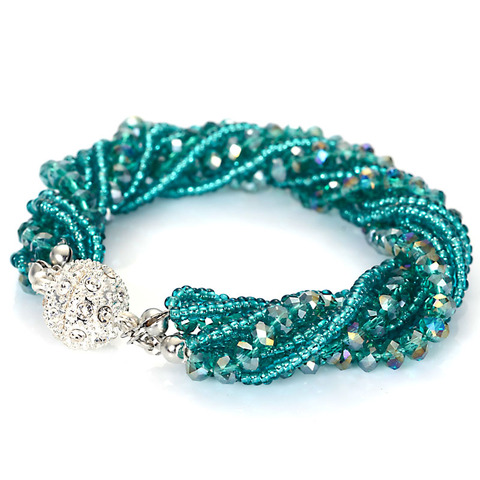 Miasol Fashion Multiple Layer Strands Crystal Seed Beads Charm Magnetic Bracelets Summer Jewelry B1470 ► Photo 1/6