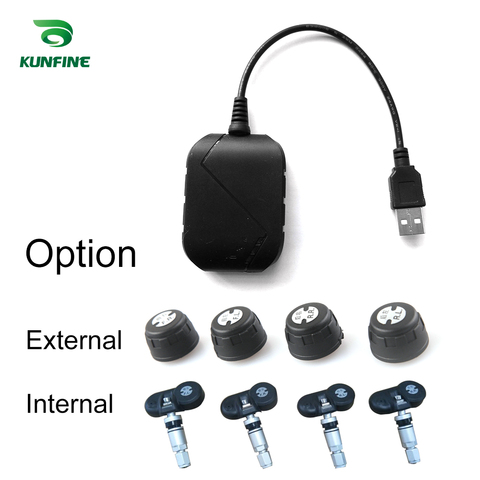 KUNFINE USB Android TPMS Tire Pressure Monitoring System Display Alarm System 5V Android Navigation Car Radio With 4 Sensors ► Photo 1/1