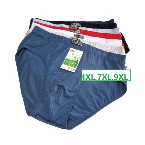 4XL,7XL,9XL Solid Briefs Mens  Underwear Male panties Bamboo fiber comfortable breathable underwears 4pcs/lot ► Photo 1/4