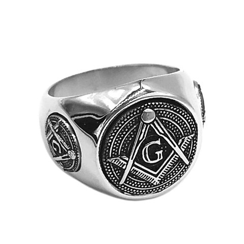 Classic Masonic Ring Stainless Steel Freemasonry Compass Masonic Motor Biker Ring Mens Women Ring Wholesale SWR0831A ► Photo 1/4