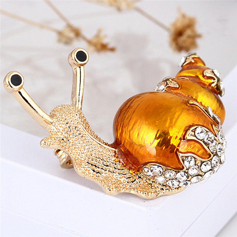 2 Colors Available Rhinestone Snail Brooches for Women Cute Small Insect Brooch Pin Fashion Enamel Pin High Quality ► Photo 1/5