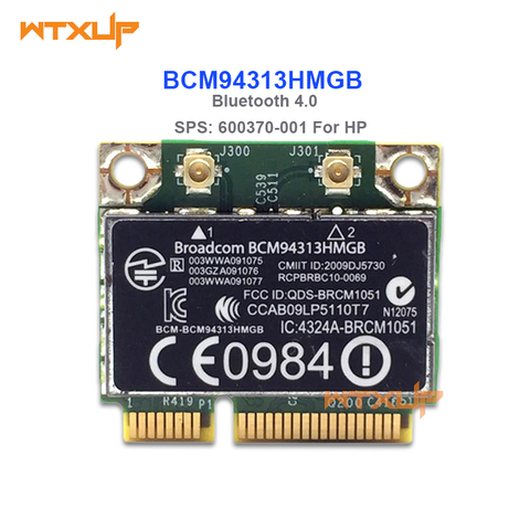 Wireless Adapter Card Broadcom BCM4313 BCM94313HMGB bcm94313 Wlan Card 802.11b/g/n Bluetooth 4.0 SPS 600370-001 For HP laptop ► Photo 1/2