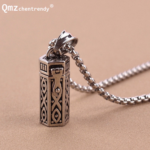 Titanium Vintage Ash Box Pendant Jewelry Pet Urn Cremation Memorial Keepsake Openable Put In Ashes Holder Capsule Chain Necklace ► Photo 1/6