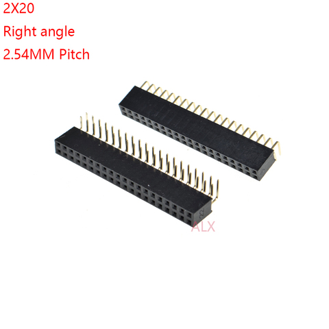 5PCS 2X20 PIN Double row right angle FEMALE PIN HEADER 2.54MM PITCH Strip Connector Socket 2*20 20p 20PIN 20 PIN FOR PCB BOARD ► Photo 1/1