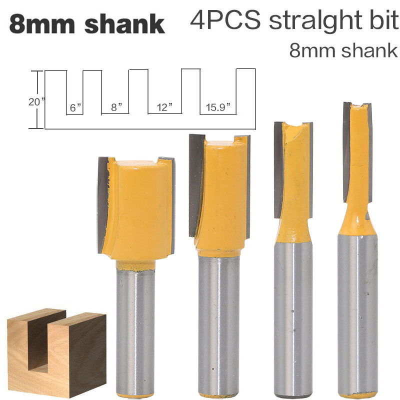 8mm Shank Straight Dado Router Bit Carbide Wood Milling Cutter Woodworking 