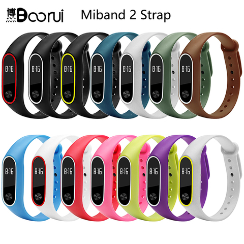 BOORUI Silicone Mi Band 2 Bracelet Strap double color miband2 Strap Wristband Replacement Smart wriststrap For xiaomi mi2 band ► Photo 1/6