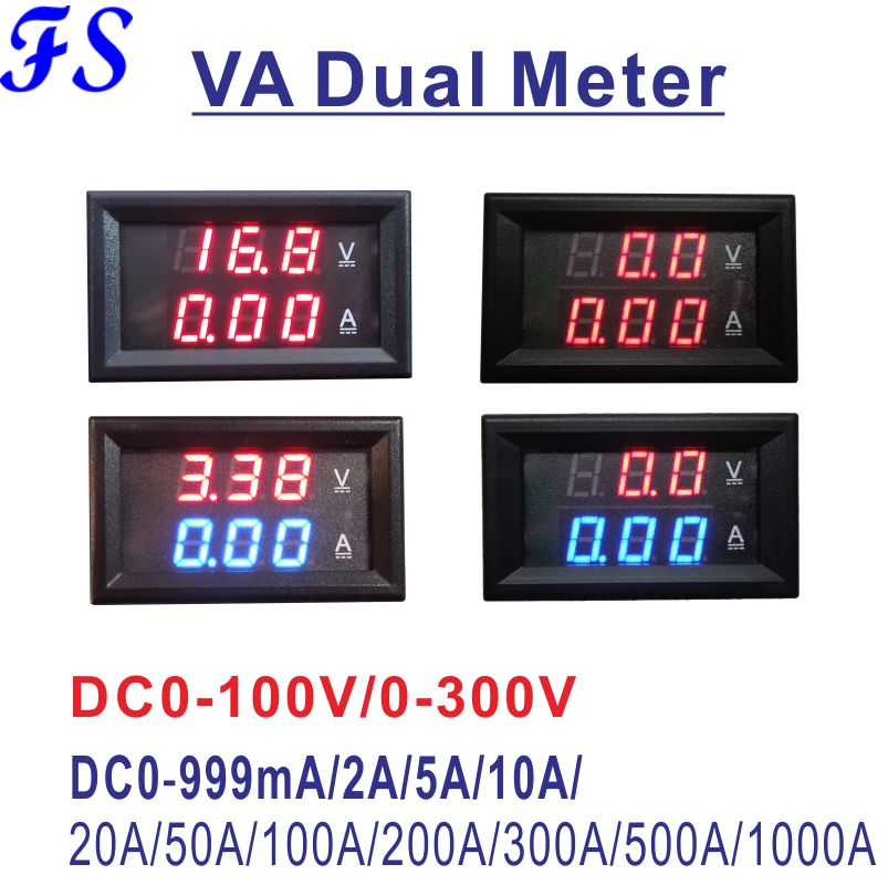 DC 0-100V 5A 10A 20A 50A 100A Dual LED Digital Voltmeter Ammeter