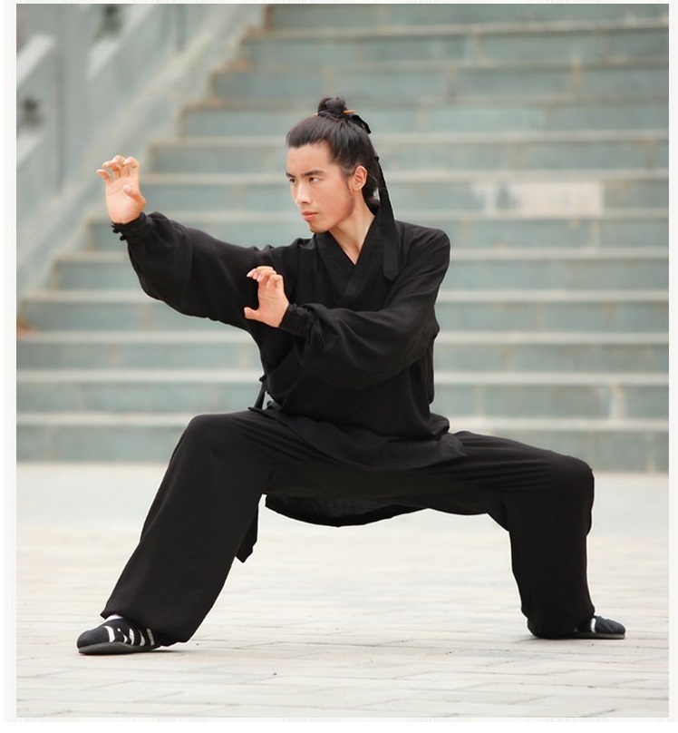 Gray cotton and linen Shaolin Kungfu uniform Taiji clothing martial arts Wushu 