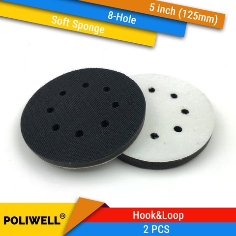 2PCS 5 Inch(125mm) 8-Hole Soft Sponge Interface Pad for Sanding Pads and Hook&Loop Sanding Discs for Uneven Surface Polishing ► Photo 1/2