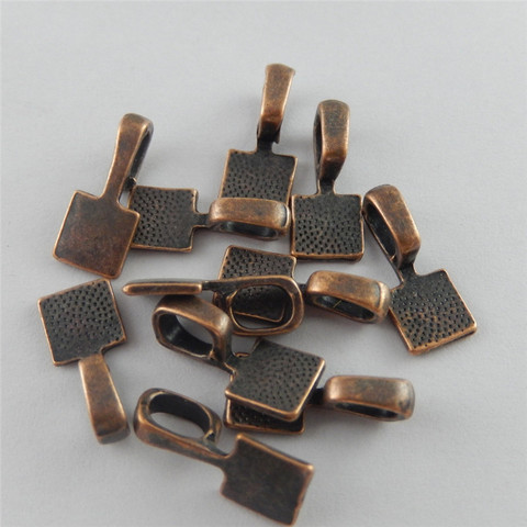 Julie Wang 20pcs Mini Glue On Bail Charms Antique Brass Square Bail Tag Pendant Handmade Hanging Crafts Jewelry Making Accessory ► Photo 1/6