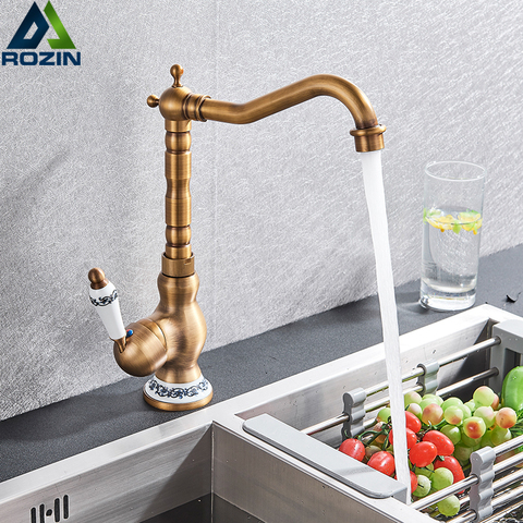 Modern Brass Ceramic Handle Bathroom Sink Mixer Faucet Antique Rotation Bathroom Kitchen Hot and Cold Water Taps ► Photo 1/6