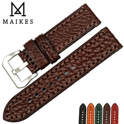 MAIKES New watch accessories 20 22 24 26mm Italian cow leather watchbands brown watch strap for fossil watch band ► Photo 1/6