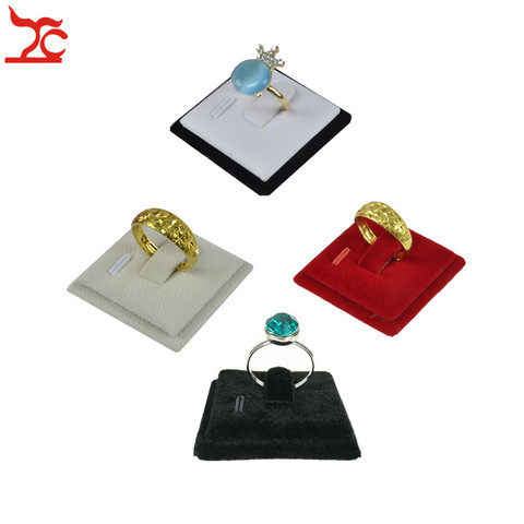 Sale Mini Square Ring Sheet Holder Portable Velvet PU Ring Jewelry Storage Organizer Exhibition Display Stand 4*4cm ► Photo 1/6