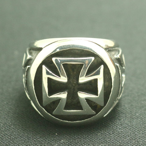 Size 7 To Size 15 Mens Boys 316L Stainless Steel Classic Biker Cross Ring ► Photo 1/4