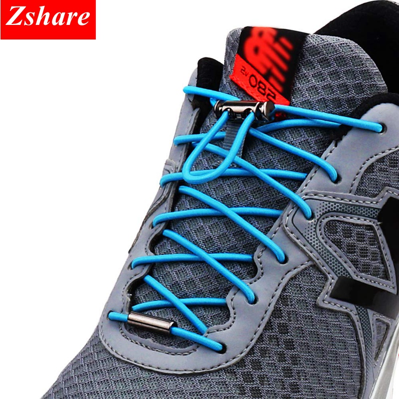 1Pair Locking Shoe Laces Unisex Elastic Round Sneaker Shoelaces Sport Shoestring 