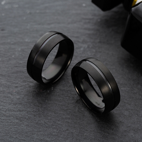 Men's Black Simple Ring Fashion Stainless Steel Ring Birthday Gift Party Men's Jewelry Joyas de hombre ► Photo 1/5