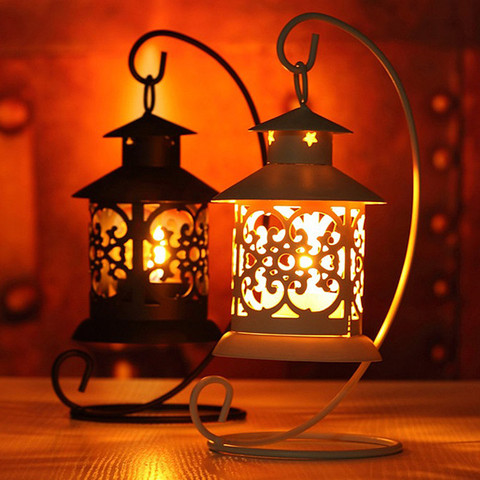 Iron Moroccan Style Candlestick Candle Holder Candle Stand Light Holder European Style Home Decoration Lantern T35 ► Photo 1/6