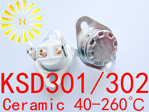 5pcs x KSD302 16A 40-260 degree Ceramic 250V KSD301 Normally Open/Closed Temperature Switch Thermostat Resistor ► Photo 1/1