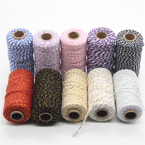 100M* 2MM Double Color Cotton Baker Rope Twine for Handmade Accessories Wedding Party Decoration Gift DIY Wrapping ► Photo 1/6