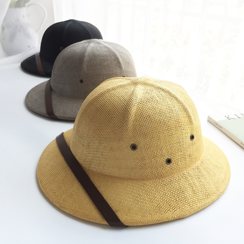 Novelty Toquilla Straw Helmet Pith Sun Hats for Men Vietnam War Army Hat Dad Boater Bucket Hats Safari Jungle Miners Cap  B-8268 ► Photo 1/5
