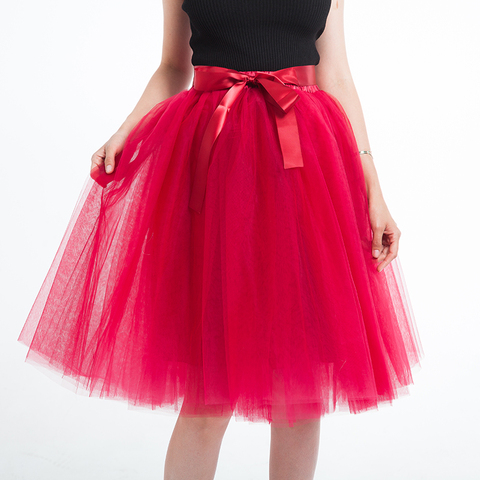 5 Layer 65cm Knee Length Tulle Skirt Elegant Pleated Tutu Skirts Womens Vintage Lolita Petticoat faldas mujer Saia Jupe ► Photo 1/6