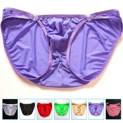 2022 men underwear Removable Button Sexy Mens Silk Briefs Hot Man Panties Jockstrap Ultra-thin Underpants gay underwear briefs ► Photo 1/6