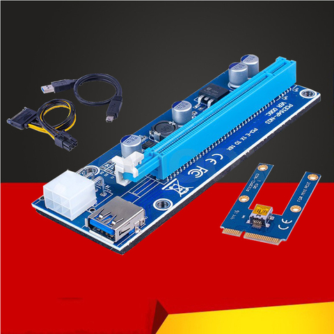 New Mini PCI Express PCI-E Riser Card PCIe 1x to 16x Adapter with SATA 6pin Cable USB Riser For Bitcoin Miner BTC Machine Mining ► Photo 1/6