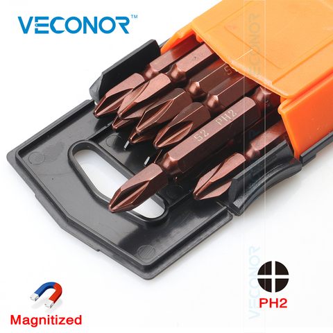 Veconor 10pc 65mm Magnetic Double End PH2 Philips Head Screwdriver Bit Set S2 Steel ► Photo 1/6