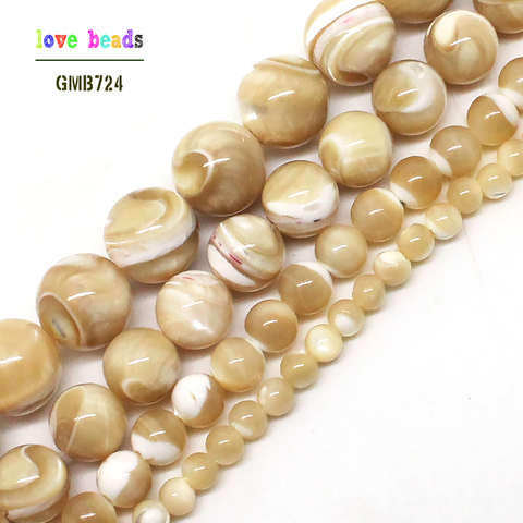 Natural Trochus Shell Stone 4/6/8/10 mm Round Loose Beads 15inches/strand For Women jewelry Making DIY Bracelet Necklace(F00578) ► Photo 1/3