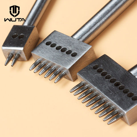 WUTA Leather Craft  Round Hole Punch Row Prong Stitching Cutter Tools 1mm Hand Sewing Hole 2/6 Holes 4/5/6/8mm Spacing ► Photo 1/5