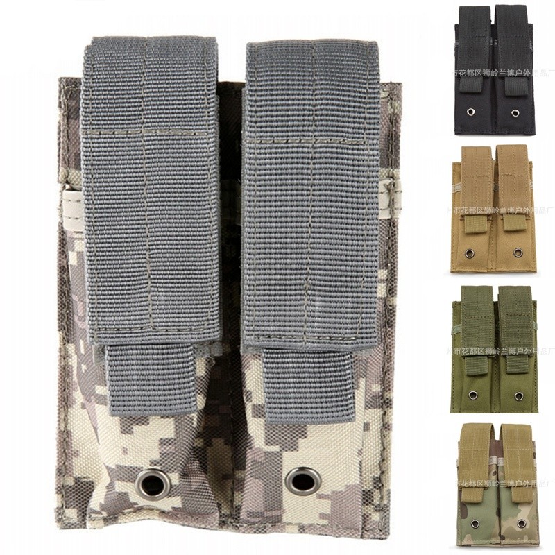 9MM Molle Nylon Tactical Dual Double Pistol Magazine Pouch For Outdoor Combat 