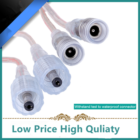 NEW DC 5.5 x 2.1mm IP68 waterproof DC connector plug 2 pin power wires for single color led strip , 1pair/lot ► Photo 1/5