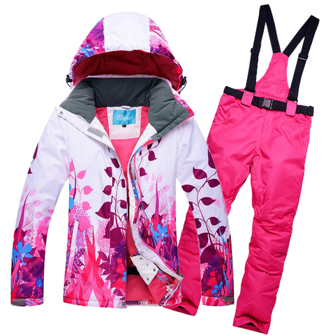 New Women Ski Suit Windproof Waterproof Snowboard Outdoor Sport Wear Skiing Jacket+Pants Camping Riding Super Warm Clothing Set ► Photo 1/5