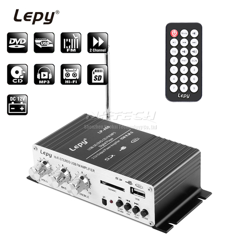 LP-A68 Lepy Digital Player Car Power Amplifier MINI Hi-Fi Stereo Home Audio AMP 2-Channel 15W RMS SD CD DVD MP3 USB RCA FM Radio ► Photo 1/1