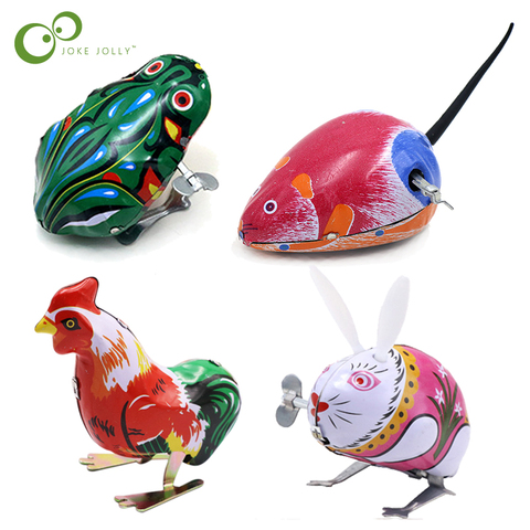 Kids Classic Tin Wind Up Clockwork Toys Jumping Frog Mouse Rabbit Cock Vintage Toy New Action Figures Toy For Children GYH ► Photo 1/6