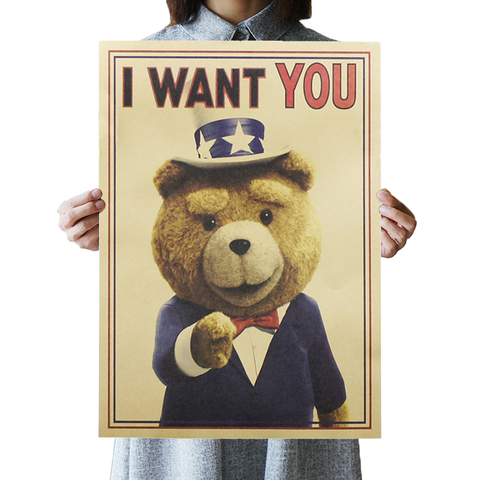 Teddy Bear Funny Posters Motivational Posters Sitting Room Adornment Vintage Kraft Paper Poster Decor Paintings Wall Sticker ► Photo 1/2
